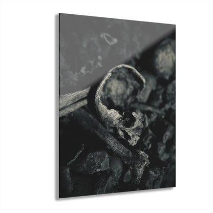 Paris Catacombs Broken Skull Acrylic Photography Print by BeautyInDeathArt