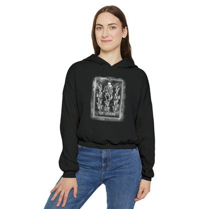 Lovers Tarot Card cute and spooky Women's Cinched Bottom Hoodie