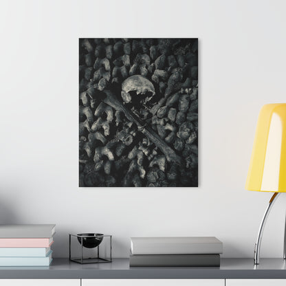 Skull and Crossbones in the Paris Catacombs Acrylic Photography Print by BeautyInDeathArt