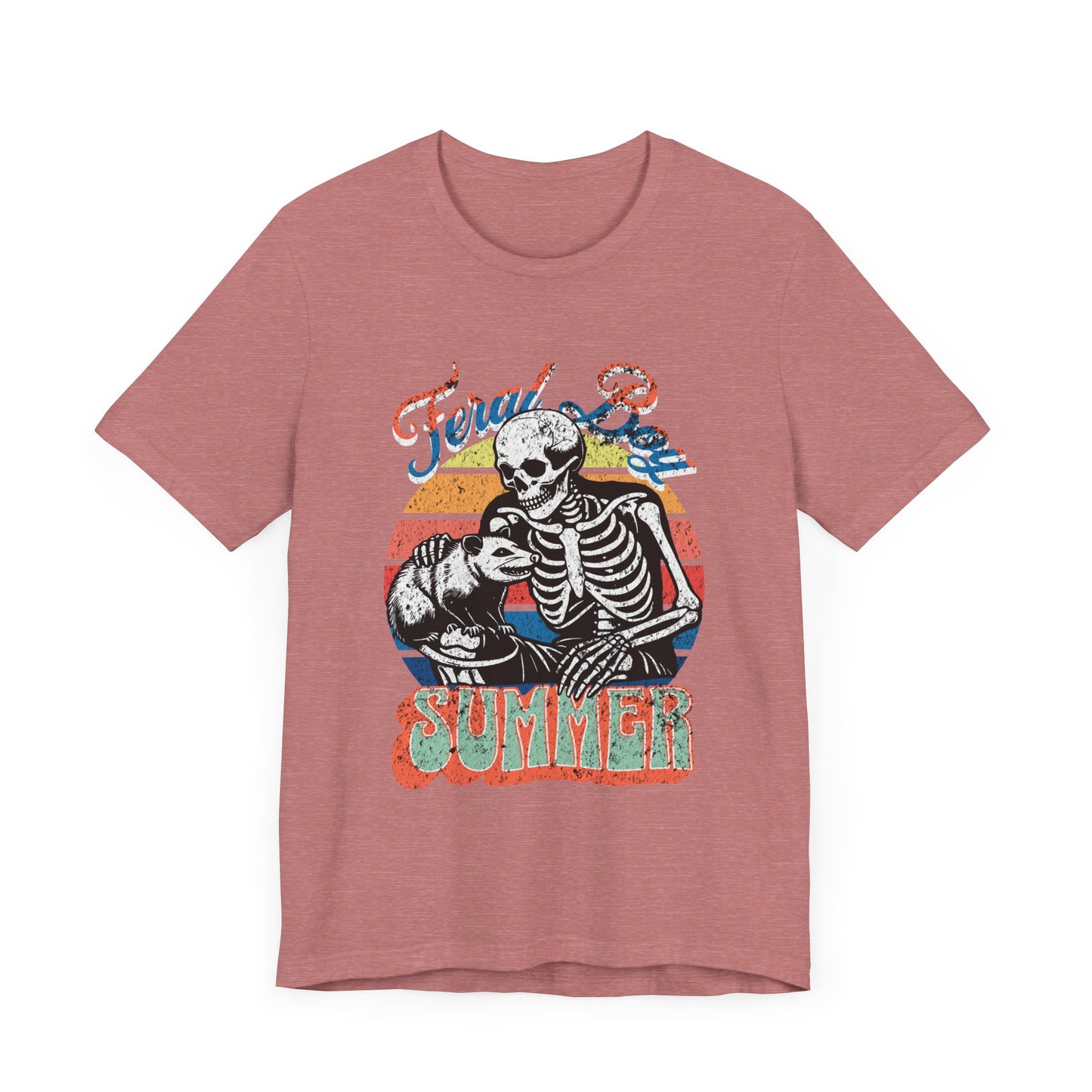 Feral Boy Summer Retro Skeleton and Opossum T-shirt