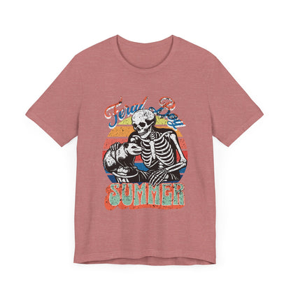 Feral Boy Summer Retro Skeleton and Opossum T-shirt