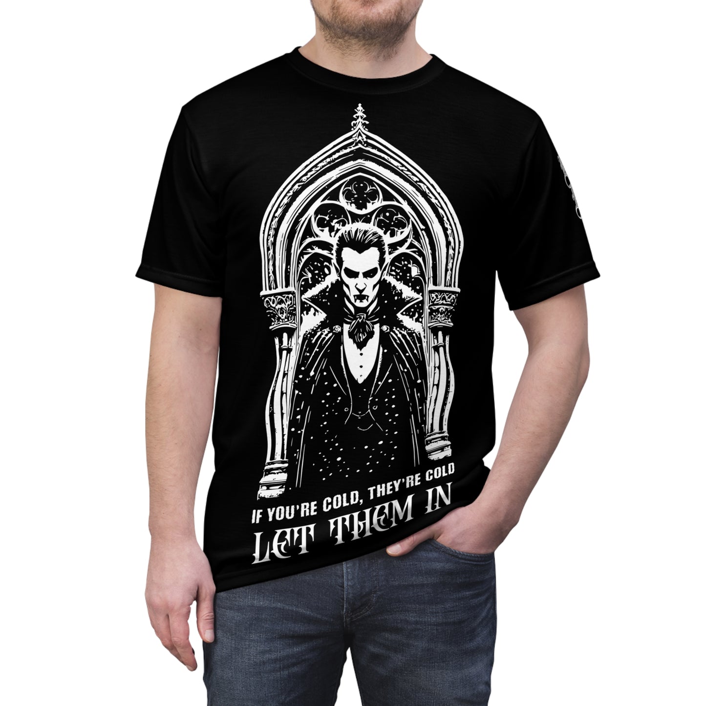 Let them in Gothic Vampire Holiday Shirt, Gothic Vampire Christmas Shirt, Holiday Horror T-Shirt, Dark Aesthetic Christmas Tee, Spooky Holiday Gift, Gothic Xmas Graphic Shirt